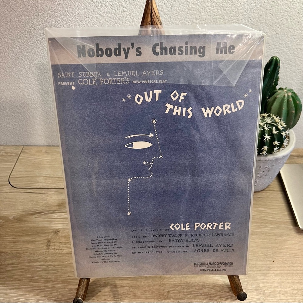 Vintage 1950 Cole Porter Nobody’s Chasing Me Sheet Music Broadway